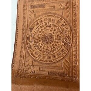 Vintage 90s Hand Tooled Handcrafted Leather Wallet Made In Mexico Carved Leather